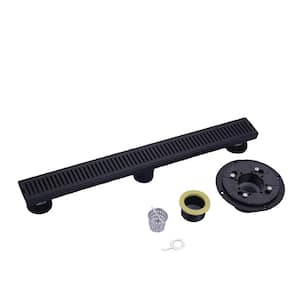 24 in. Stainless Steel Linear Shower Drain in Black with Removable Cover Grate