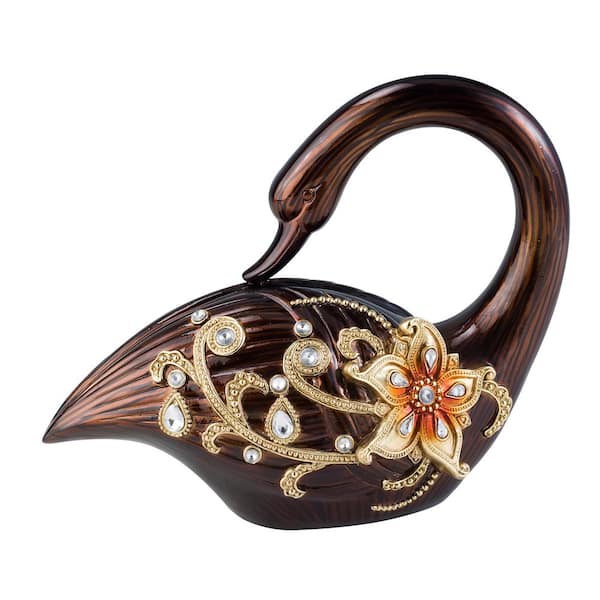 OK LIGHTING Laurel Topaz Swan Polyresin Dcor Piece