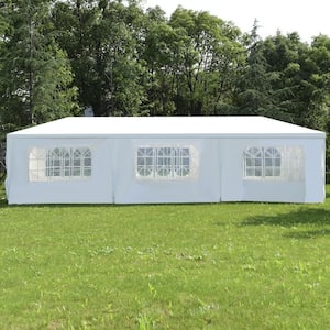 10 ft. x 30 ft. White Outdoor Canopy Tent with Side Walls