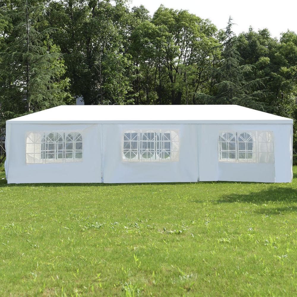 White 10'x30' Heavy Duty Outdoor Canopy Tent with Steel Frame