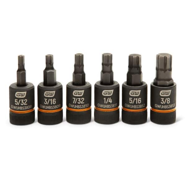 3/8 in. Drive SAE Impact Bi-directional Hex Bit Socket Set (6-Piece)