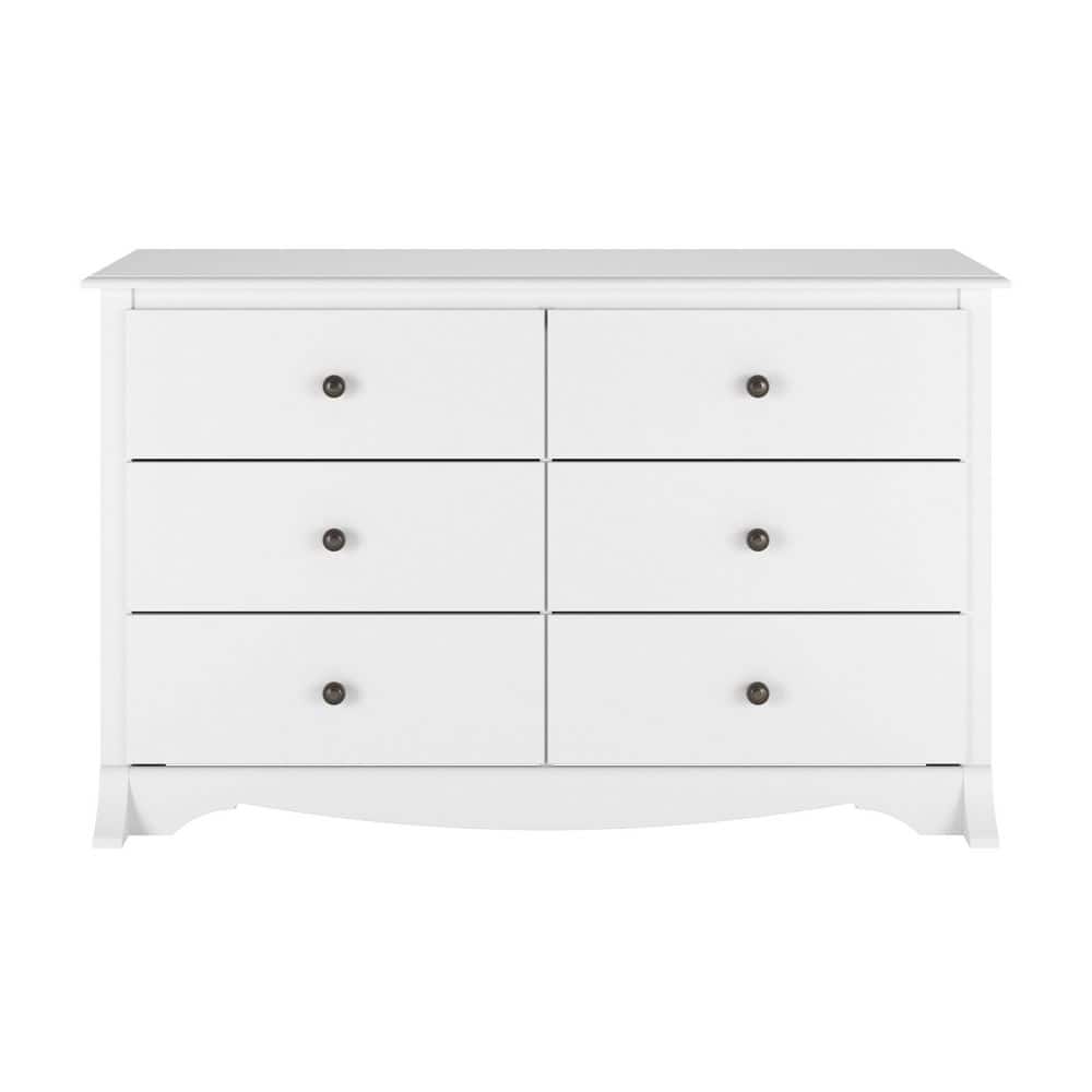 Compact Monterey 6-Drawer Nursery Dresser in White with Deep Storage