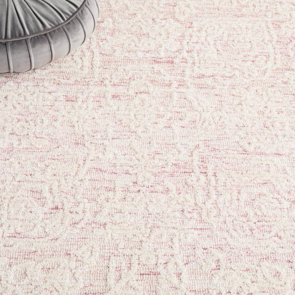 Handmade Pink and Ivory Wool Tufted 6' x 9' Area Rug