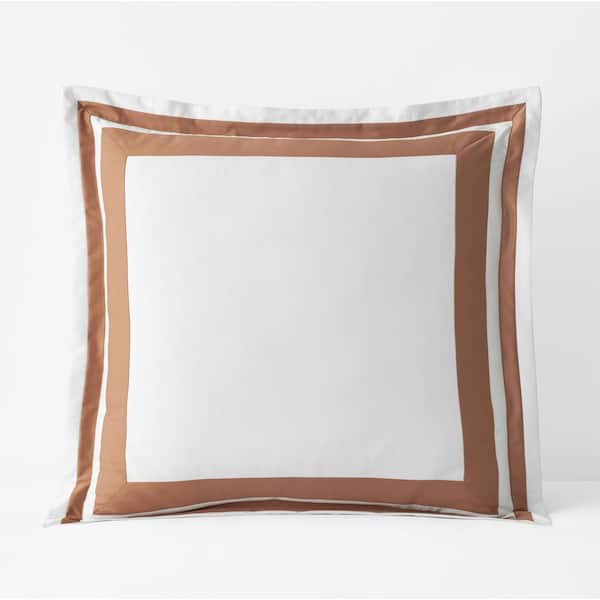 The Company Store Legends Hotel Double Border Caramel Wrinkle-Free Sateen Euro Sham