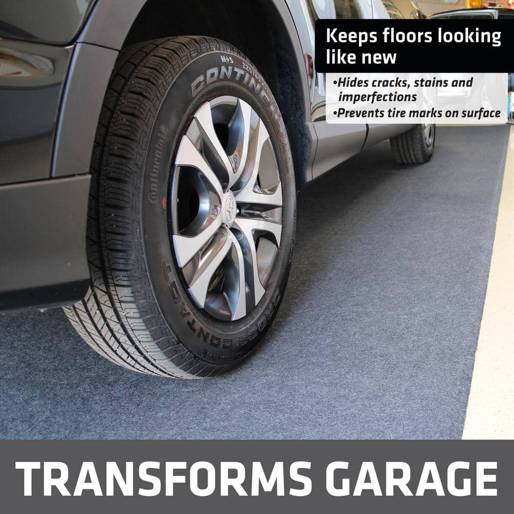 Charcoal 20' x 7'4" Waterproof Garage Floor Mat with Double Sided Tape
