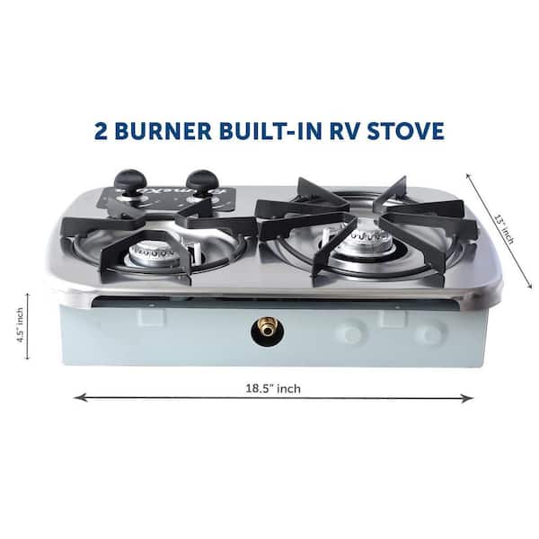 Flame King Bundle YSNHT600 2-Burner Built-In RV Cooktop Stove, Propane,  7200 and 5200 BTU Burners & 48-inch Quick Connect Hose for RV, Travel  Trailer