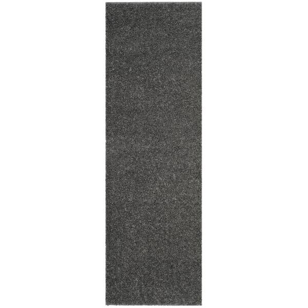 SAFAVIEH Arizona Shag Dark Gray 2 ft. x 8 ft. Solid Runner Rug