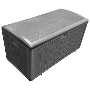 Rubbermaid Medium Resin Weather Resistant Outdoor Storage Deck Box, 72.6  Gal, Putty/Canteen Brown, Deck, or Patio, 33-Gallon, Brown