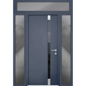 6777 56 in. x 96 in. Left-Hand/Inswing Tinted Glass Gray Graphite Steel Prehung Front Door with Hardware