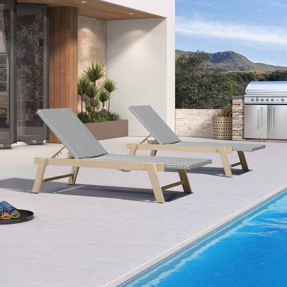 2 Pieces Extra Large French Wicker Matte White Aluminum Frame Outdoor Chaise Lounge PE Rattan Adjustable Backrest White price history on PriceWatchPro