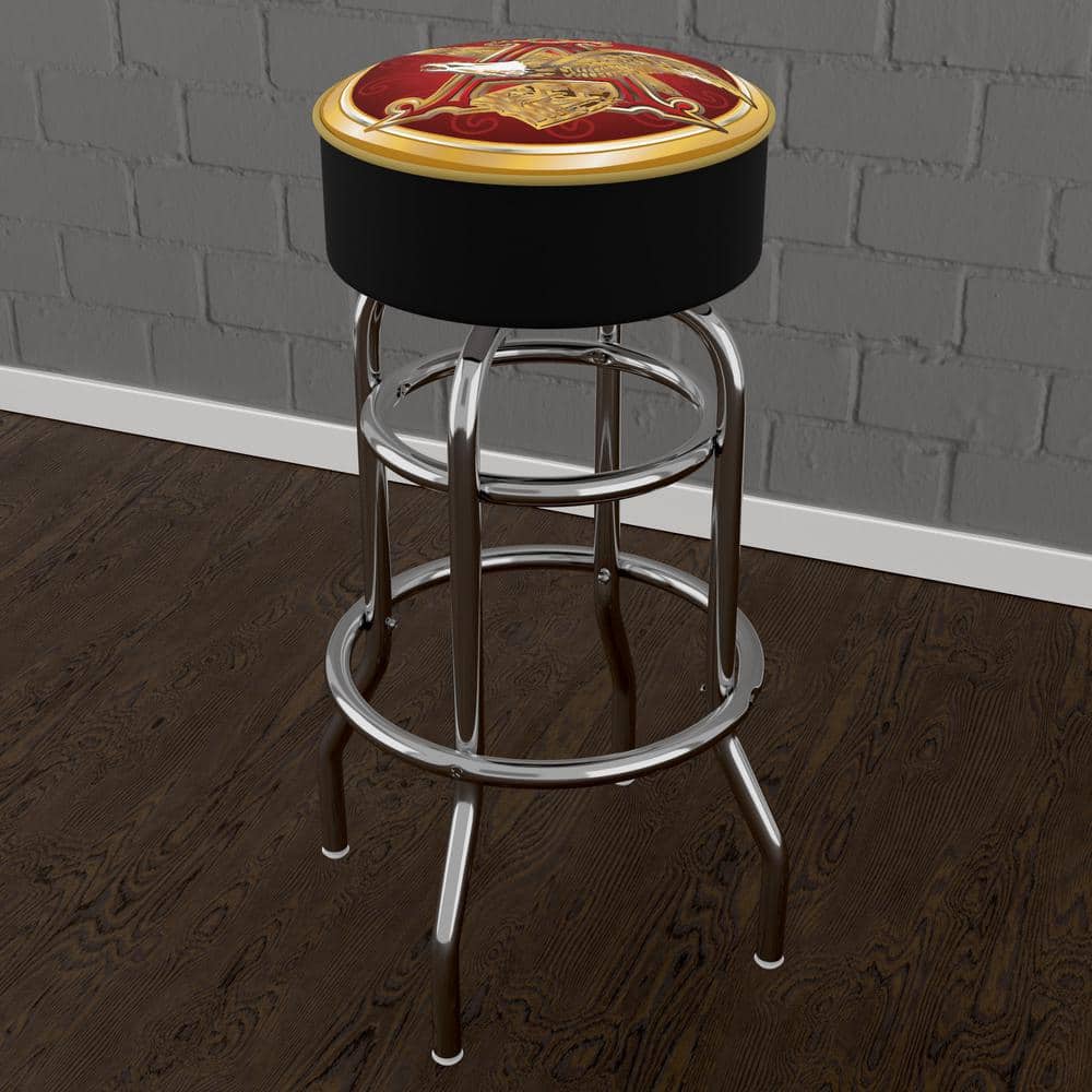 Budweiser A and E Eagle 31 in. Yellow Backless Metal Bar Stool with Vinyl S
