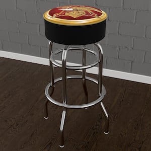 Budweiser A and E Eagle 31 in. Yellow Backless Metal Bar Stool with Vinyl Seat