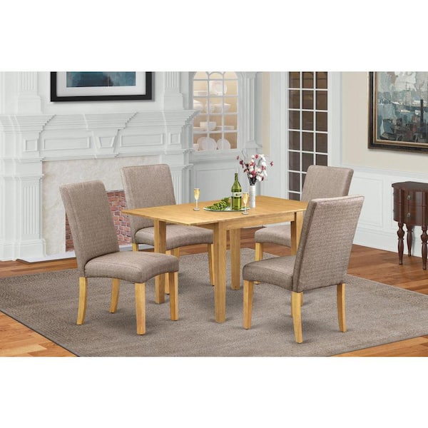East West Furniture 5-Piece Natural Oak Finish Solid Wood Top - Dining Room Set - Seats 4
