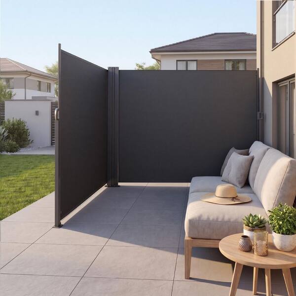 Retractable Side Awning, Water-Resistant Sunshade, 71 in. x 236 in. Outdoor Privacy Screen with Durable Polyester Fabric