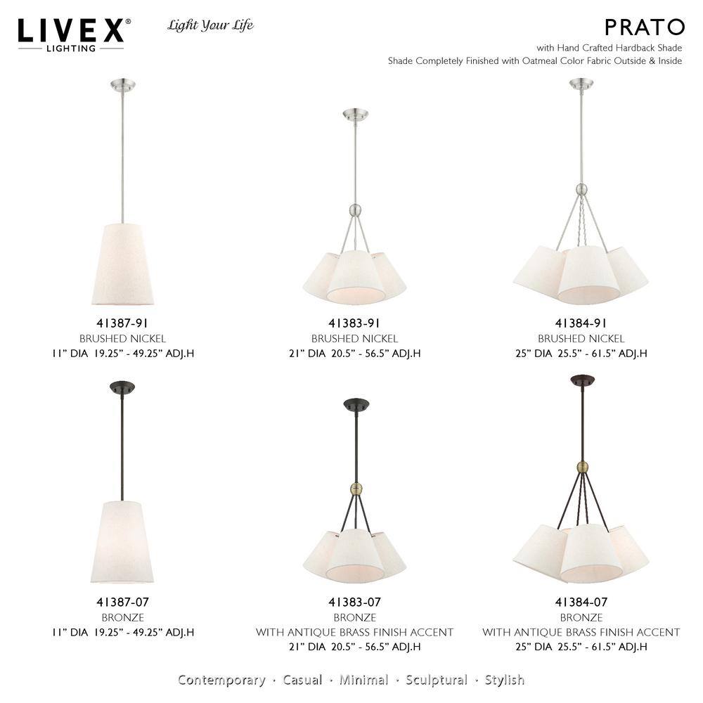 Prato Modern 4-Light Chandelier with Oatmeal Fabric Shade