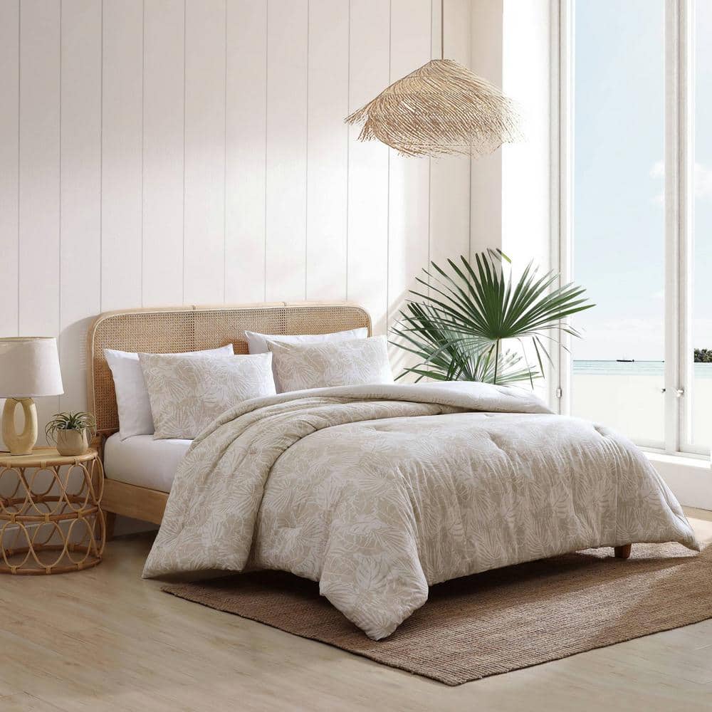 Costa Blanca Beige Cotton King Duvet Cover Set with Matching Shams
