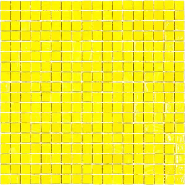 Apollo Tile Skosh 4 in. x 6 in. Glossy Yellow Glass Mosaic Uniform square Wall and Floor Sample Tile (0.13 sq. ft./Piece) (1-Pack)