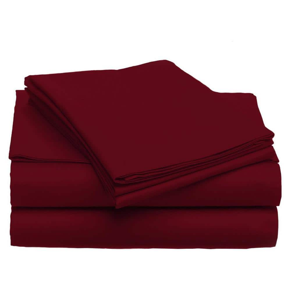 4-Piece Burgundy King Sheet Set LH-1800BF-4PC-BUR-K - The Home Depot