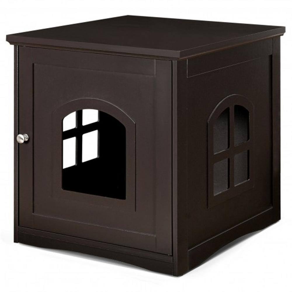 WELLFOR 19.5 in. W x 21 in. D x 21 in. H MDF Litter Box Cat Enclosure