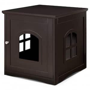 19.5 in. W x 21 in. D x 21 in. H MDF Litter Box Cat Enclosure in Brown with Single Door