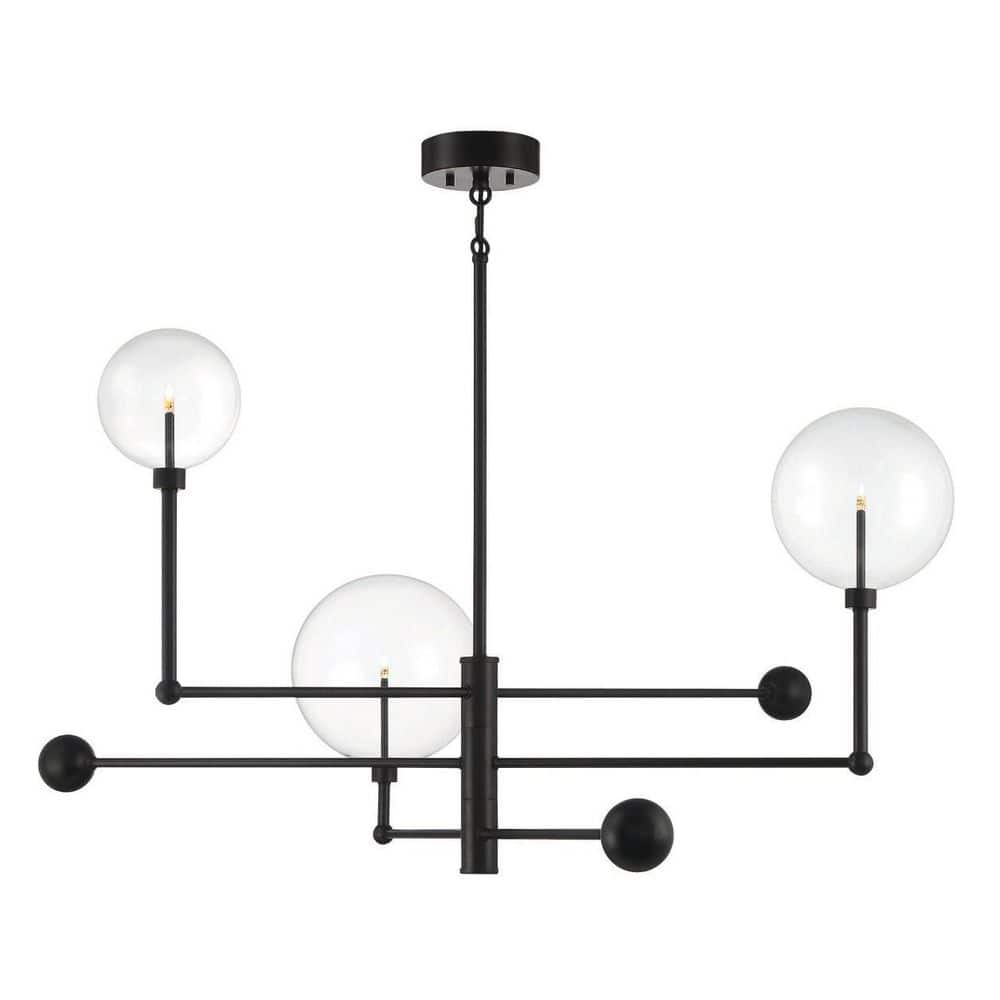 46 in. W x 25 in H 3-Light Oil Rubbed Bronze Chandelier with Clear Orb Glass Shades, LED Light Bulbs and Adjustab price history on PriceWatchPro