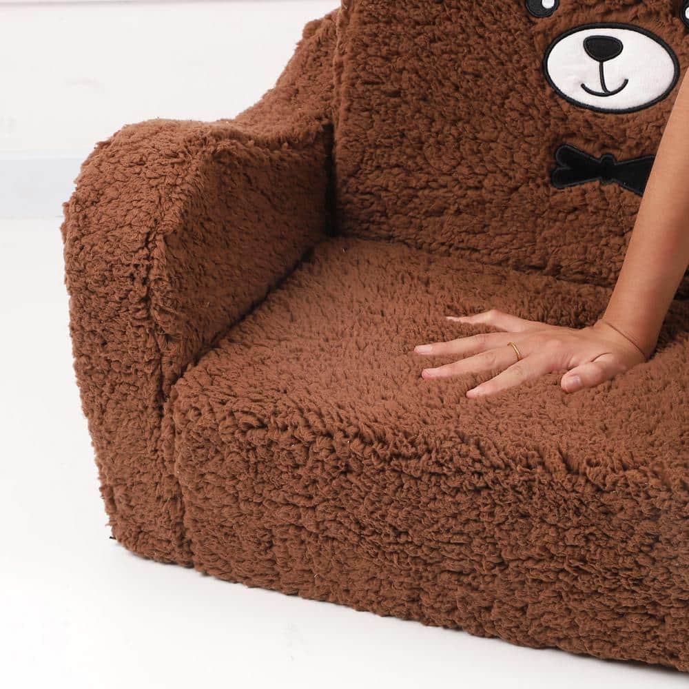 Brown Teddy Bear Polyester Kids Recliner Sofa