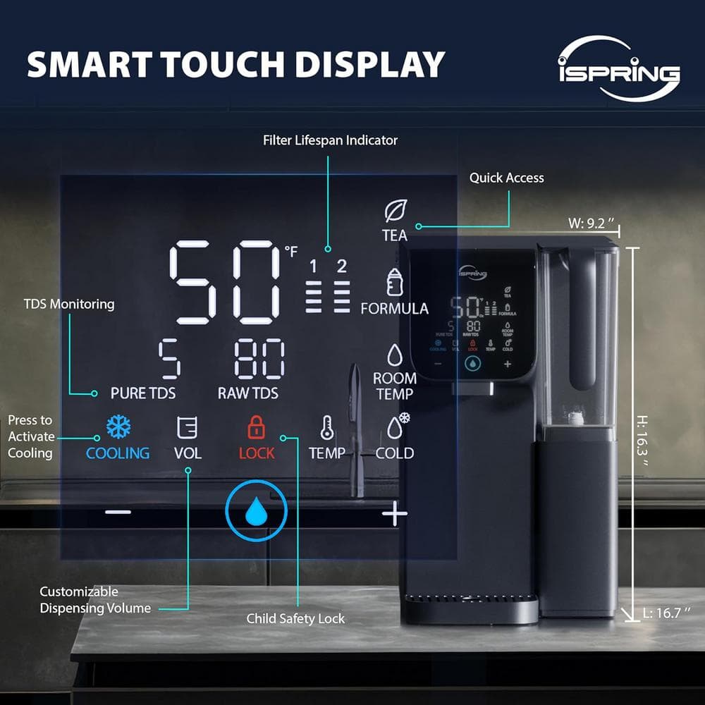 iSpring Black Hot and Cold Countertop Water Filtration System