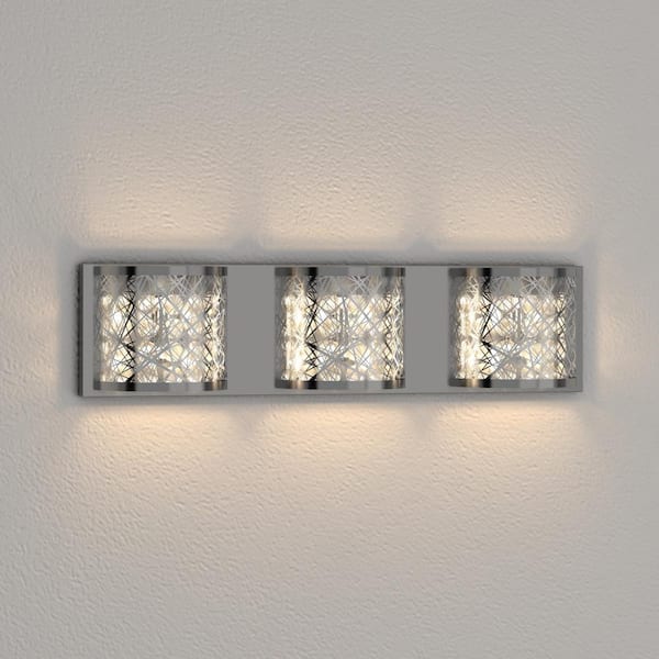 Home Decorators Carterton 3-Light Chrome Vanity Light w/ Crystal Accents 