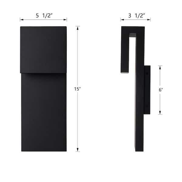 C Cattleya 15 in. 2-Light Matte Black Integrated LED Outdoor