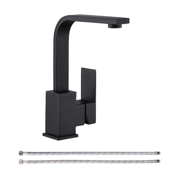 Single-Handle Deck Mount Stainless Steel Bar Faucet in Matte Black