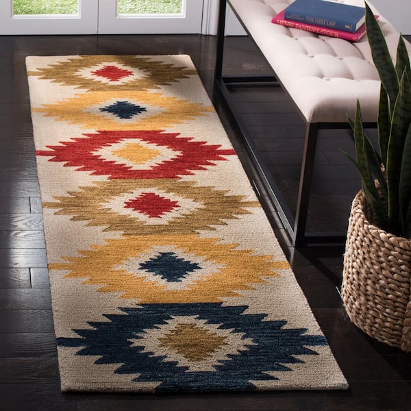 Aspen Ivory/Multi 2 ft. x 5 ft. Bohemian Diamond Runner Rug