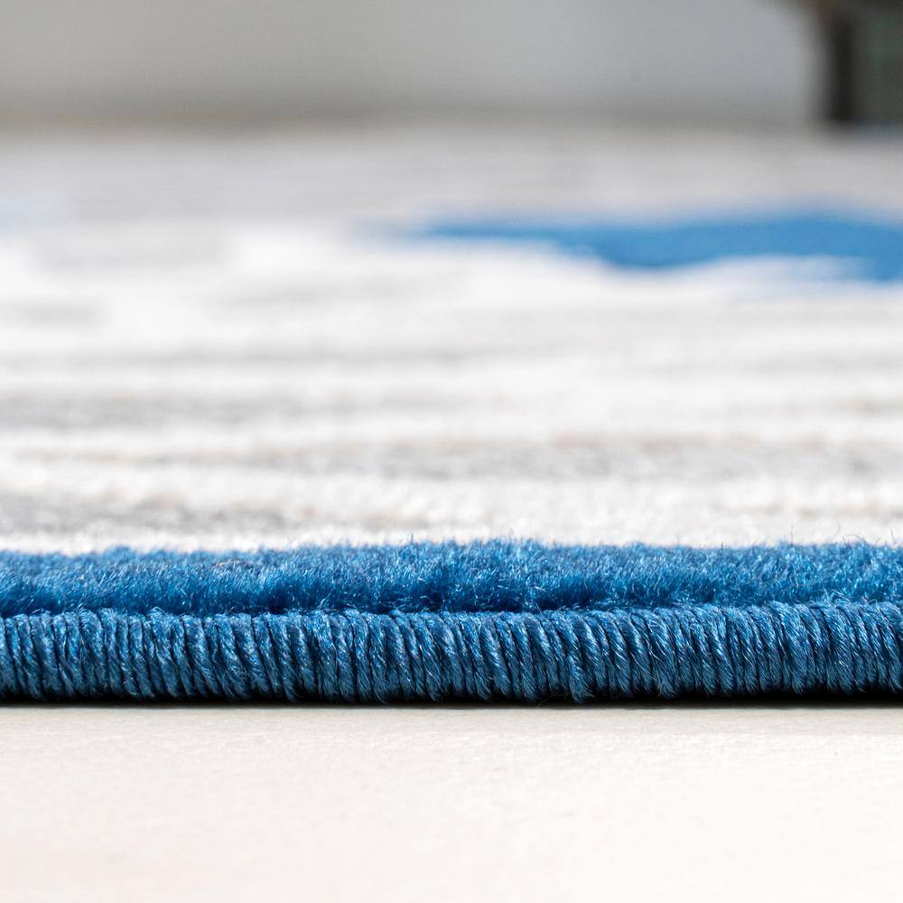 Aqua Bloom Easy-Care Floral Synthetic 4' x 6' Area Rug