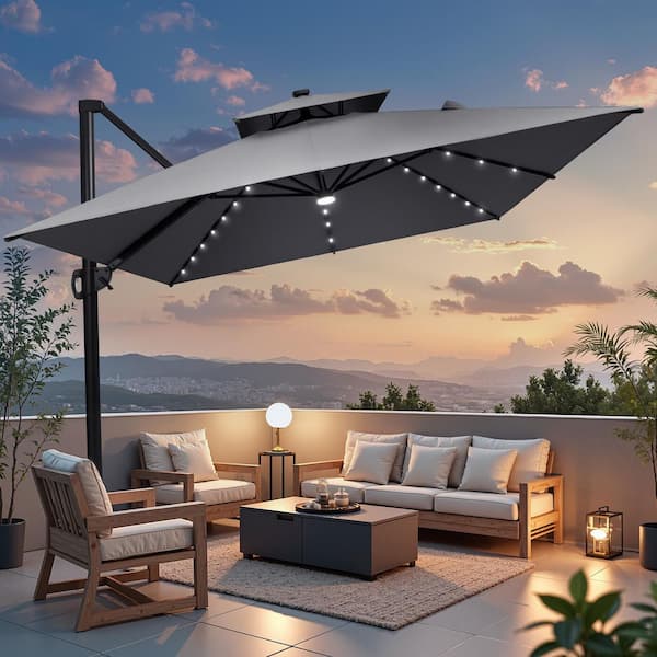 heavy duty umbrella for patio PURPLE LEAF Luxury Market Heavy-Duty Commercial Hydraulic Semi-Automatic Umbrella 8x8 FT(1.9