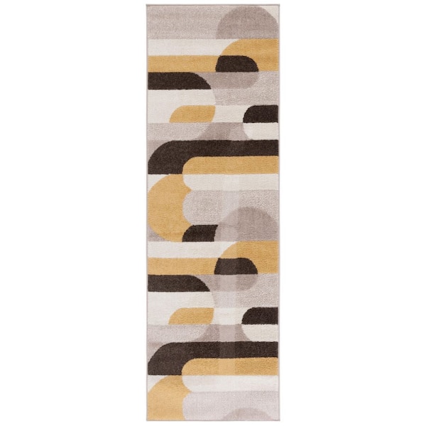 Adirondack 2 ft. x 8 ft. Beige/Yellow Geometric Parallel Runner Rug