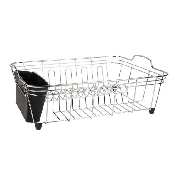 Home Basics 17.75 in. x 14.25 in. x 6.50 in. Chrome Dish Drainer