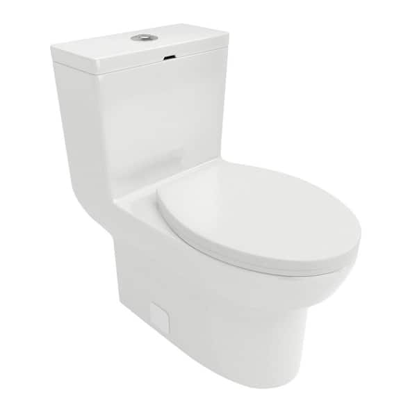 12 in. Rough-In 1-Piece 1.6/1.1 GPF Dual Flush Elongated Toilet in White Seat Included