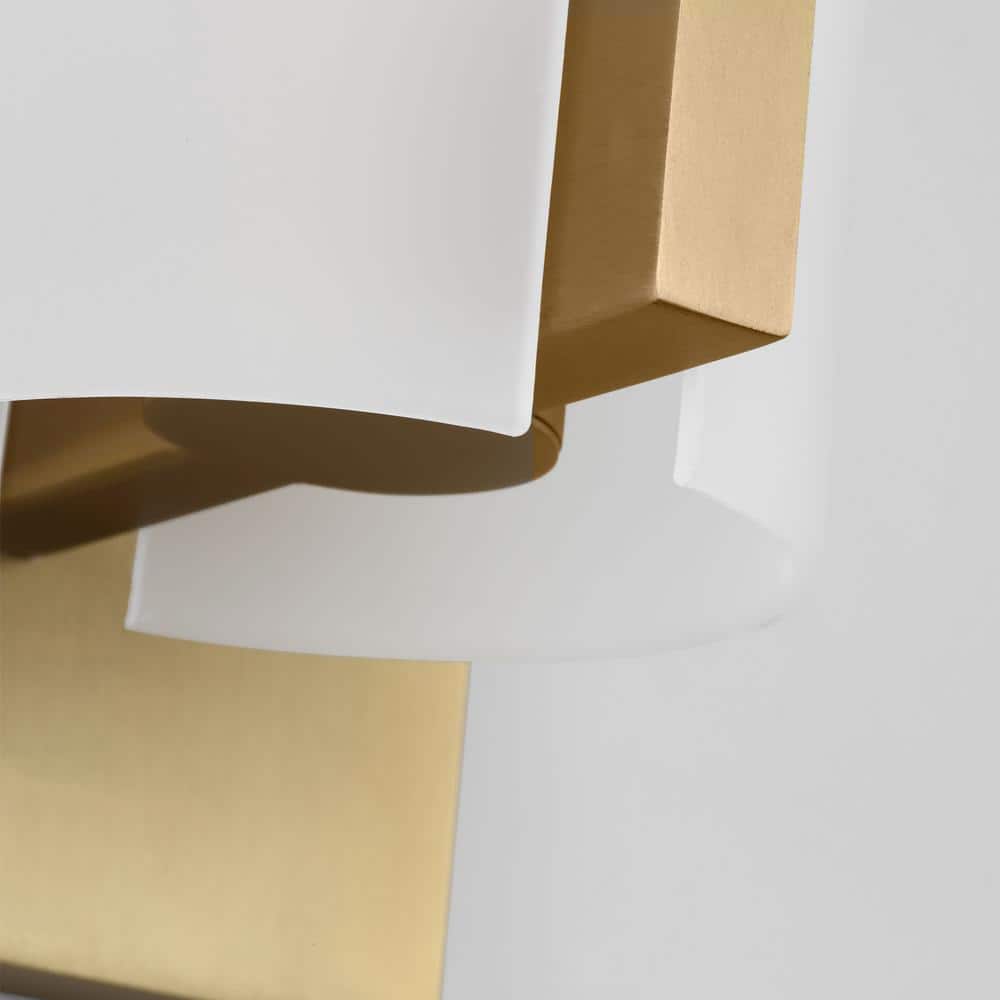 Satin Brass and Etched Glass Small Wall Sconce