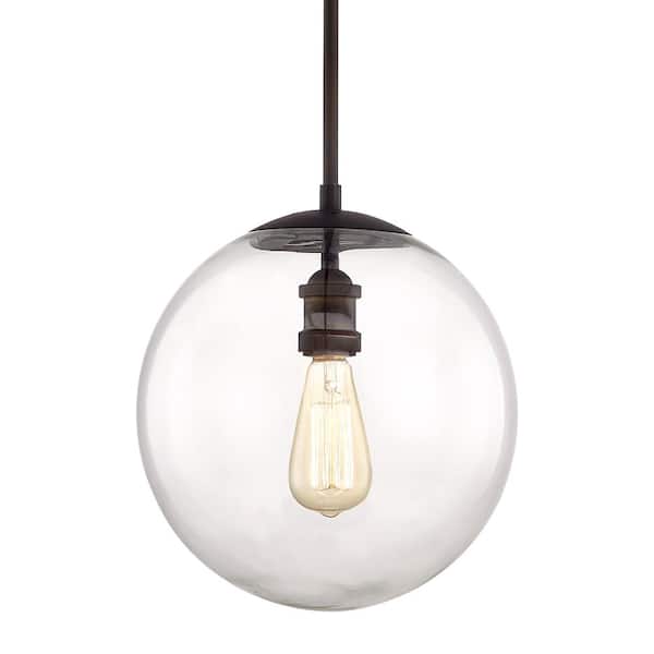 Home Decorators Collection 12 in. 1-Light Aged Bronze Globe Pendant Vintage Bulb Included
