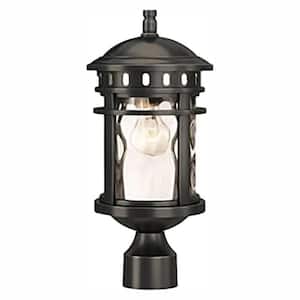 Alestino 1-Light Black Outdoor Lamp Post Light Fixture with Clear Water Glass