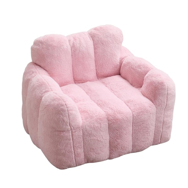 Pink Faux Fur Large (43.7 x 39.76 x 26.77 in.) Bean Bag durable construction easy to install
