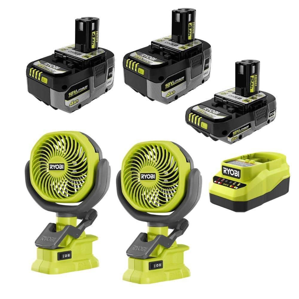 ෆ‪ページ RYOBI ONE+ 18V Kit w/ (2) 4.0 Ah Batteries, 2.0 Ah Battery
