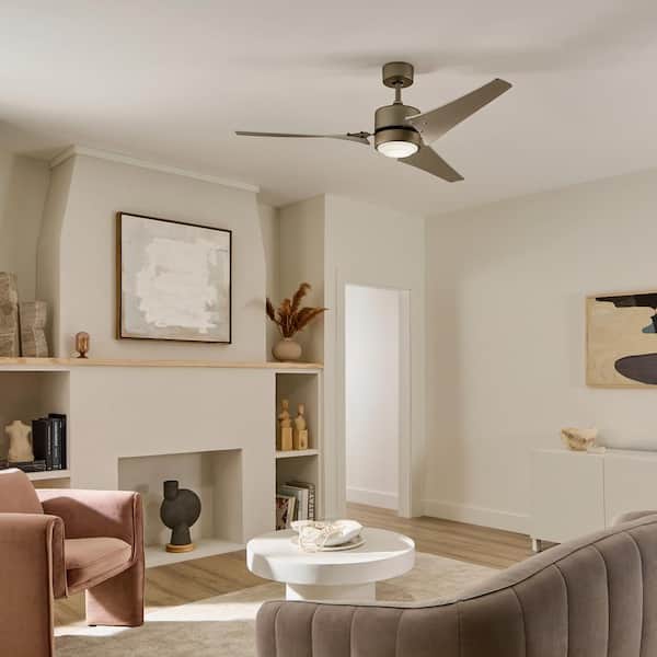 Rana 60 in. Indoor Brushed Nickel Downrod Mount Ceiling Fan with Integrated LED with Wall Control Included