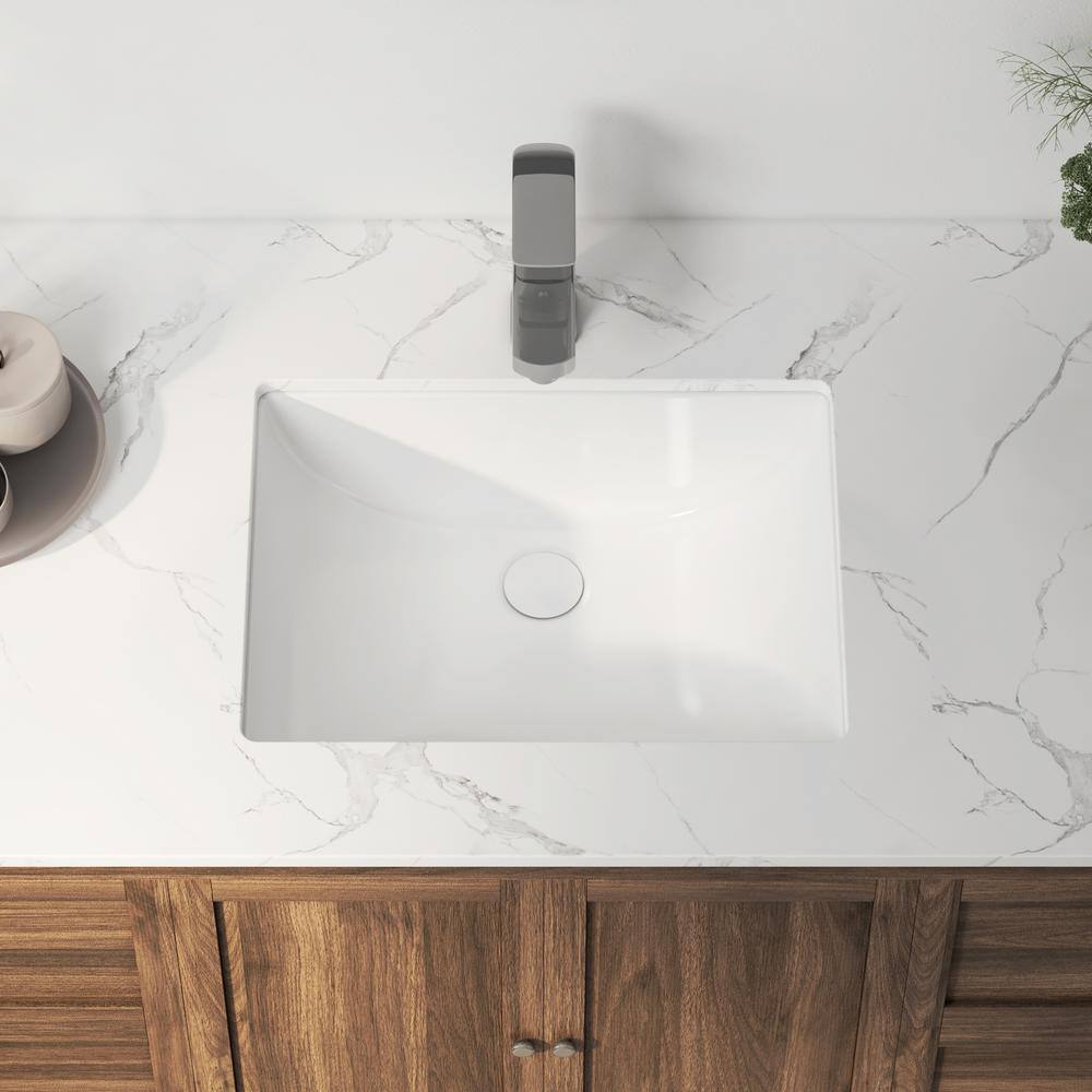 Denbigh 18" White Ceramic Rectangular Undermount Bathroom Sink