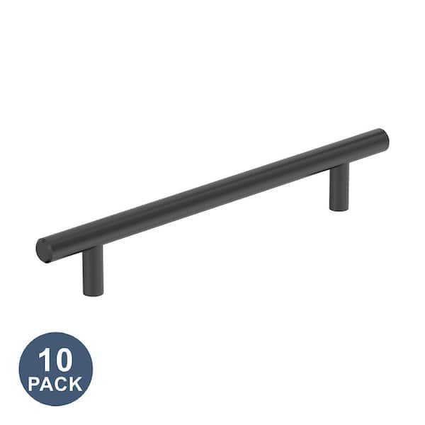 Bar Pulls 6-5/16 in. (160mm) Center-to-Center Matte Black Bar Cabinet Pull-10 Pack