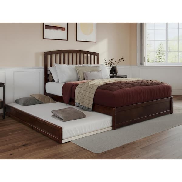 AFI Lucia Walnut Brown Solid Wood Frame Queen Platform Bed with Panel ...