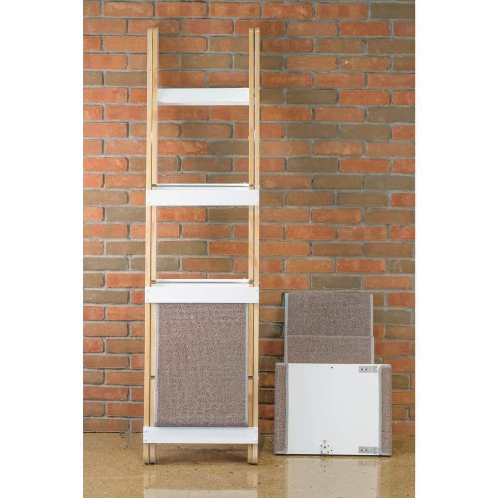 White Modern Folding 4-Tier Wooden Cat Tree