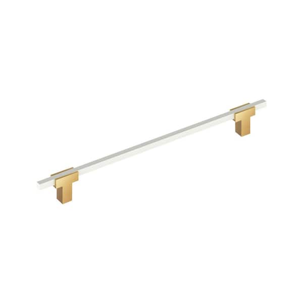 Urbanite 10-1/16 in. (256 mm) Center-to-Center Modern Champagne Bronze/White Bar Cabinet Pull