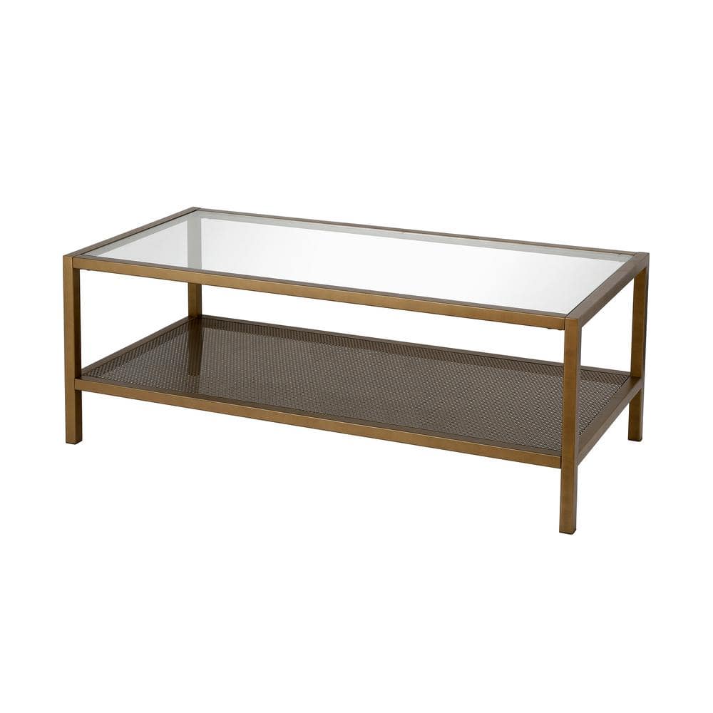 Rigan Brass and Glass Rectangular Coffee Table