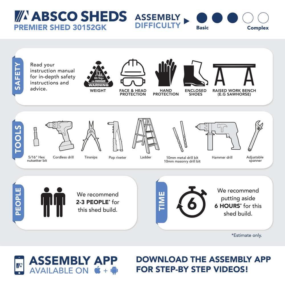 Absco 10' x 5' Gray Galvanized Steel Storage Shed Kit