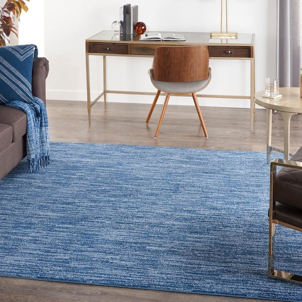Essentials 7 ft. x 7 ft. Navy Blue Square Solid Indoor/Outdoor Area Rug
